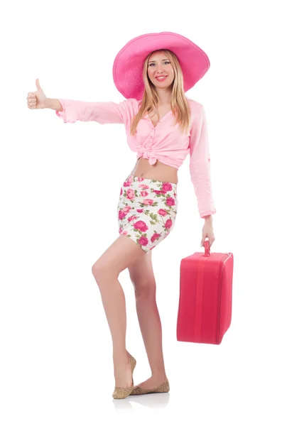 Donna che si prepara per viaggiare in vacanza estiva — Foto Stock