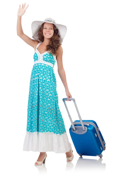 Woman preparing for travel on summer vacation — Stock Photo, Image