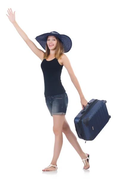 Girl with suitcase — Stock Photo, Image