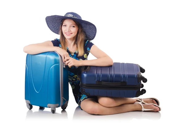 Woman with suitcases — Stock Photo, Image