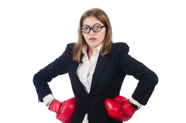 Funny businesswoman boxer — Stock Photo, Image