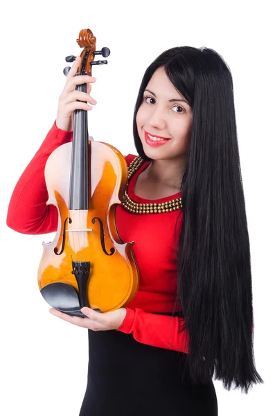 Mladá dívka s housle — Stock fotografie