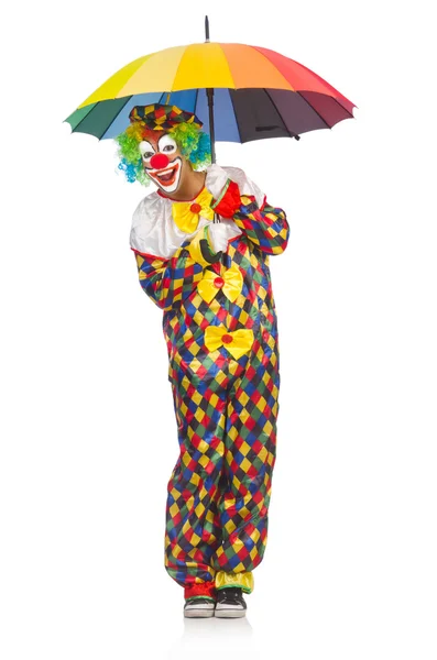 Clown with umbrella — Stock Photo, Image