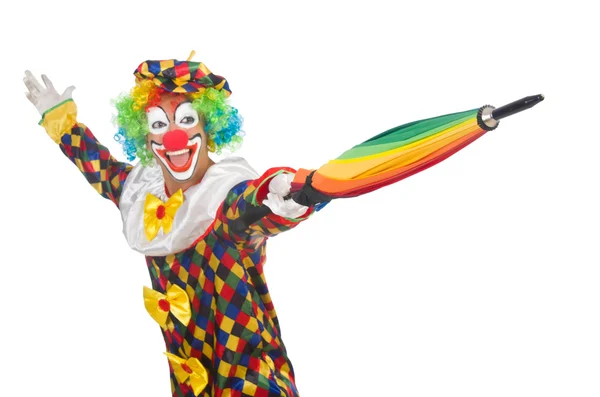 Clown with umbrella — Stock Photo, Image