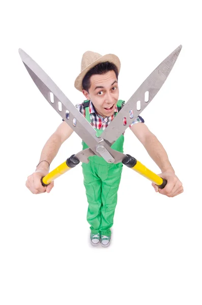 Funny man with shears — Stock Photo, Image