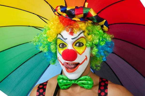 Clown mit Regenschirm — Stockfoto