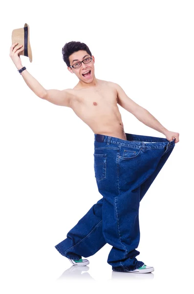 Hombre divertido con pantalones — Foto de Stock