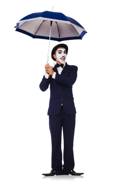 Lustiger Mann mit offenem Regenschirm — Stockfoto