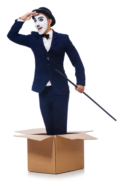 Man with cane in the box — Stock Photo, Image