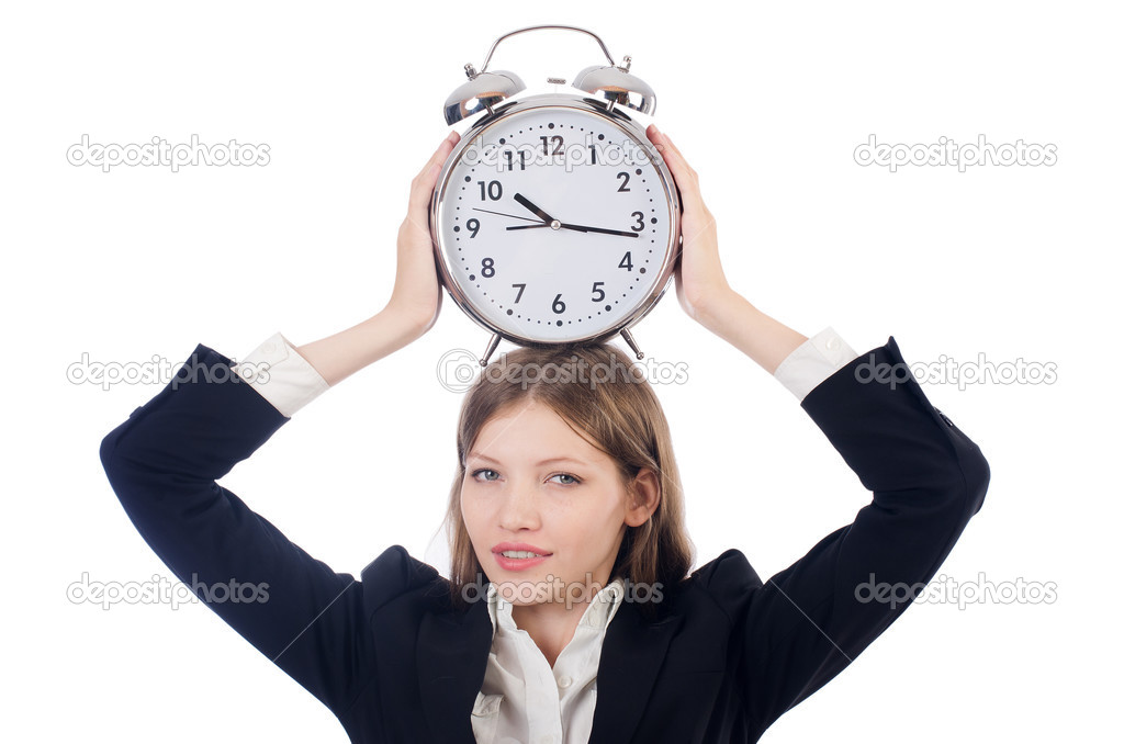 Businesswoman with clock