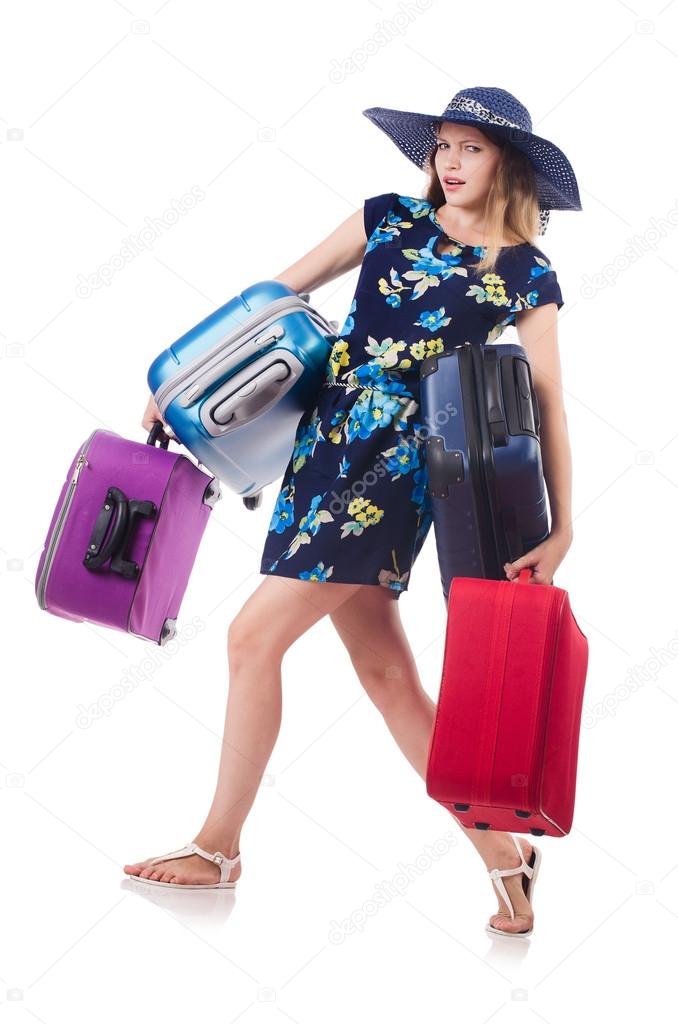 Woman with suitcases