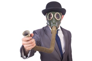 iş adamı giyen gaz maskesi