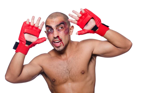 Badly beaten boxer — Stock Photo, Image