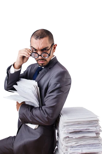 Hombre con mucho trabajo que hacer — Foto de Stock