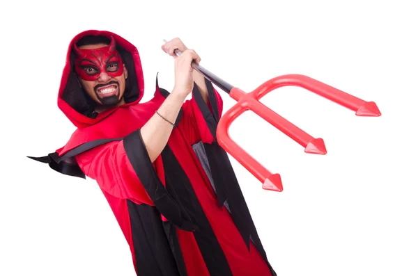 Homme diable en costume rouge — Photo