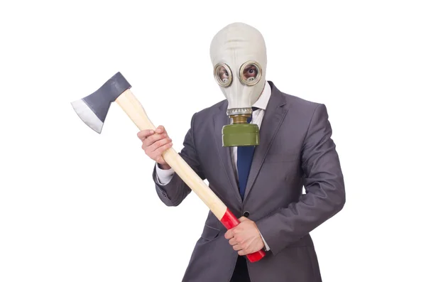 Businessman wearing gas mask — Stock Photo, Image