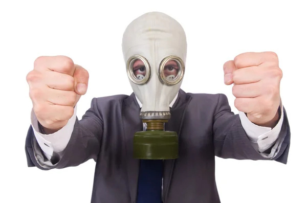Zakenman gasmasker dragen — Stockfoto