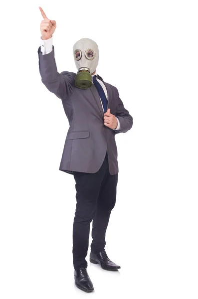 Businessman wearing gas mask — Stock Photo, Image