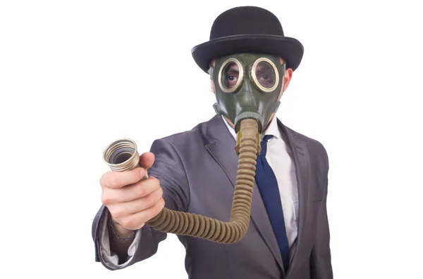 Affärsman bära gasmask — Stockfoto