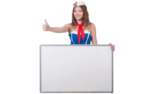 Young woman with blank board — Stock Photo, Image