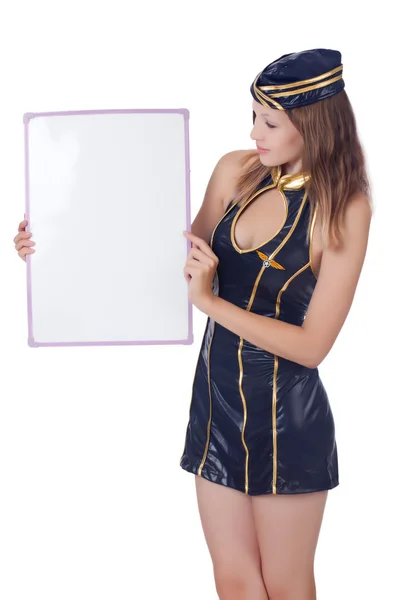Young woman with blank board — Stock Photo, Image