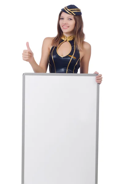 Young woman with blank board — Stock Photo, Image