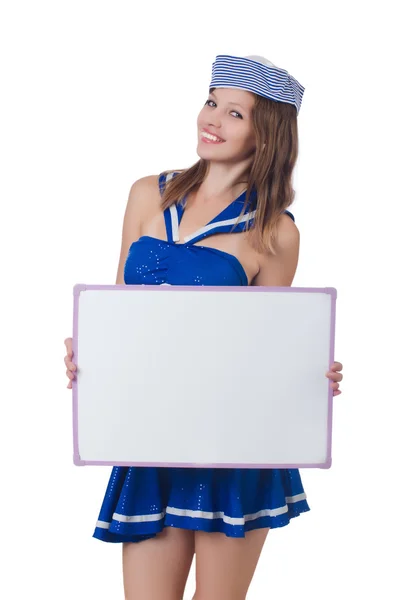 Young woman with blank board — Stock Photo, Image