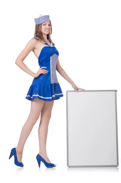 Young woman with blank board — Stock Photo, Image