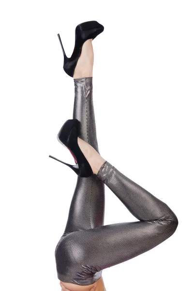 Donna gambe con calze — Foto Stock