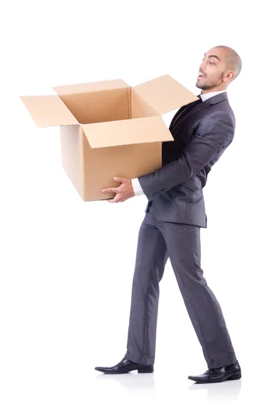 Businessman with box — Stock Photo, Image