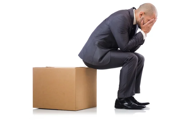 Businessman with box — Stock Photo, Image