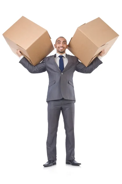Affärsman med lådor — Stockfoto