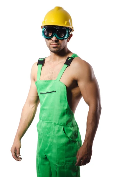 Man in groene overall met bril — Stockfoto