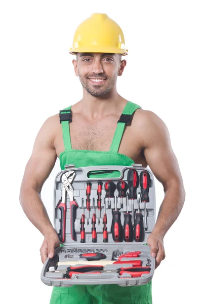 Homem com kit de ferramentas — Fotografia de Stock