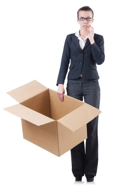 Бізнес-леді з коробки — стокове фото