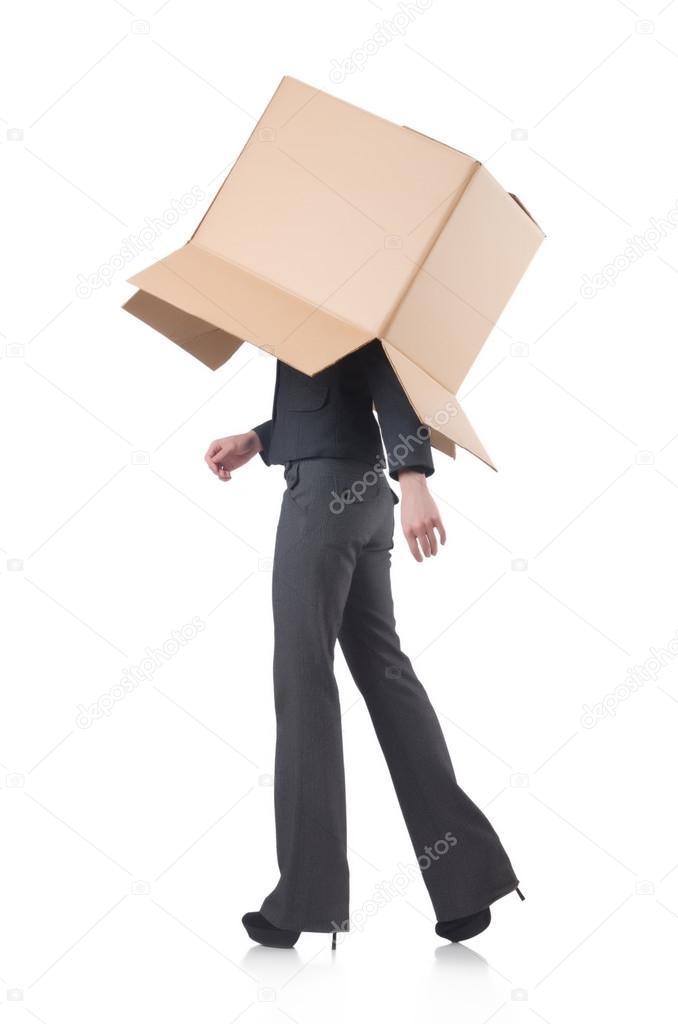 Businesswoman with box