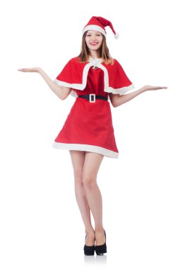 genç kadın kırmızı santa kostüm
