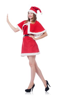 genç kadın kırmızı santa kostüm
