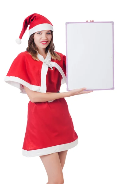 Young woman in red santa costume — Stock Photo, Image