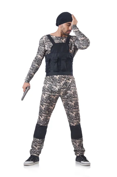 Soldier in camouflage with gun — Stock Photo, Image