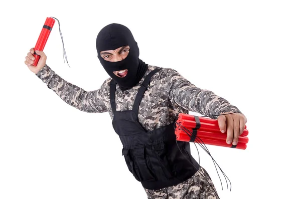 Soldier with dynamite — Stock Photo, Image