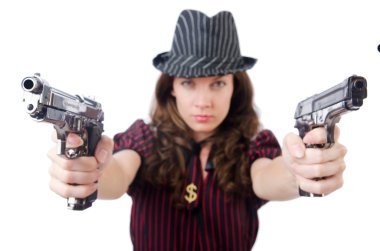 genç kadın gangster edici beyaz top