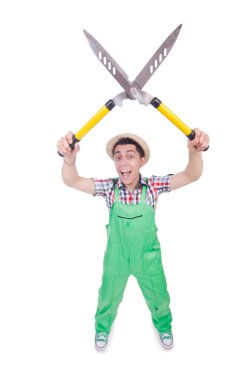 komik adam beyaz makası ile