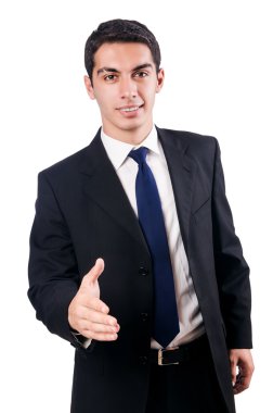 Genç işadamı beyazda izole edilmiş