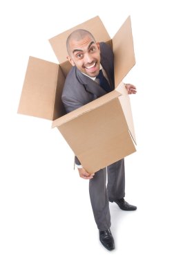 işadamı üzerinde beyaz izole kutusu