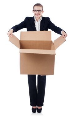 kadın iş kadını beyaz kutular