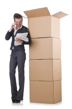 kadın iş kadını beyaz kutular