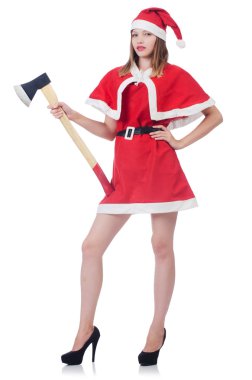 genç kadın kırmızı santa kostüm