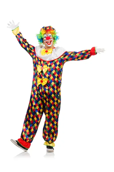 Lustiger Clown isoliert auf weiß — Stockfoto