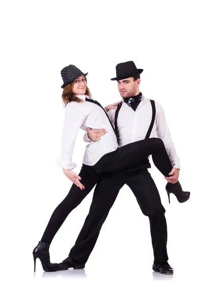 Pareja de bailarines bailando bailes modernos — Foto de Stock